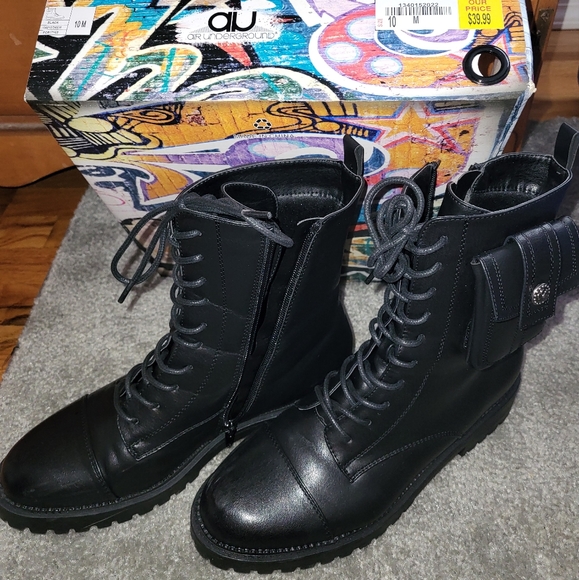 Black Military Style Boots - Picture 1 of 3